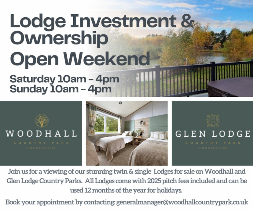 LODGE INVESTMENT & OWNERSHIP OPEN WEEKEND! - WOODHALL COUNTRY PARK